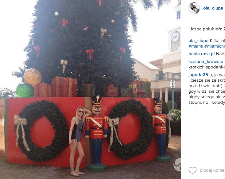 Ola Ciupa na święta wyjechała do Miami? Fot. Instagram.com