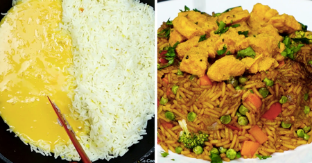 Orientalny ryż z kurczakiem curry