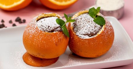 Pieczone pomarańcze z czekoladą
