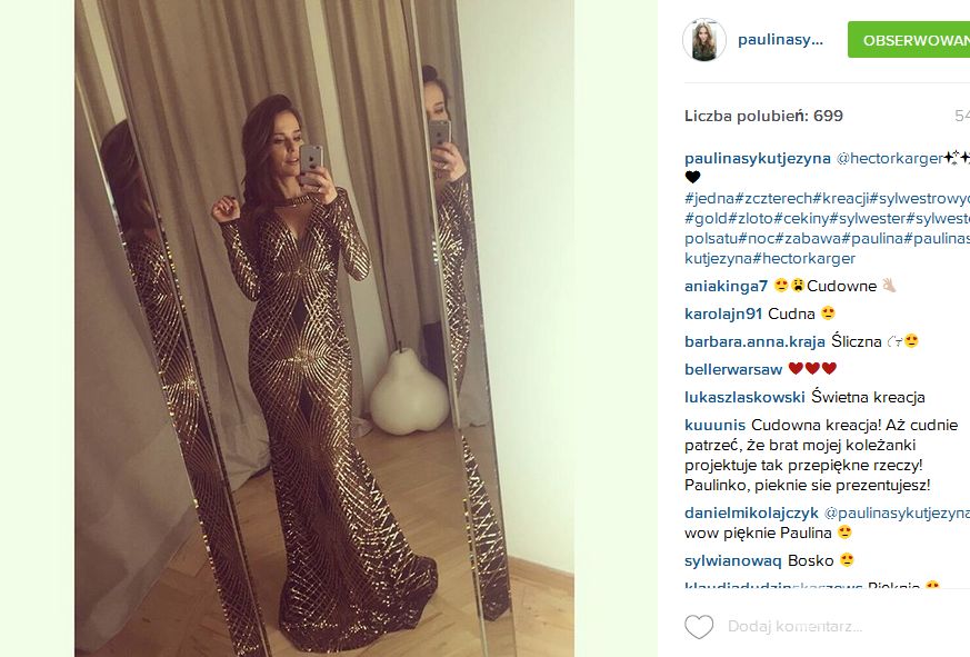 Kreacja Sylwestrowa Pauliny Sykut-Jeżyny