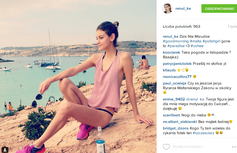 Naga Renata Kaczoruk na Instagramie