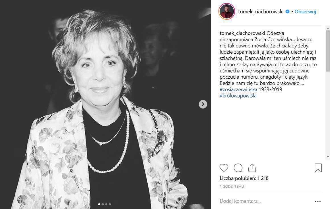 Tomasz Ciachorowski żegna Zofię Czerwińską