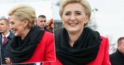 Agata Duda w czerwonym płaszczu świętuje niepodległość. To kolejna wystrzałowa stylizacja Pierwszej Damy