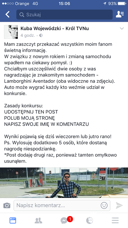 Kuba Wojewódzki usuwa posty z mediów społecznościowych