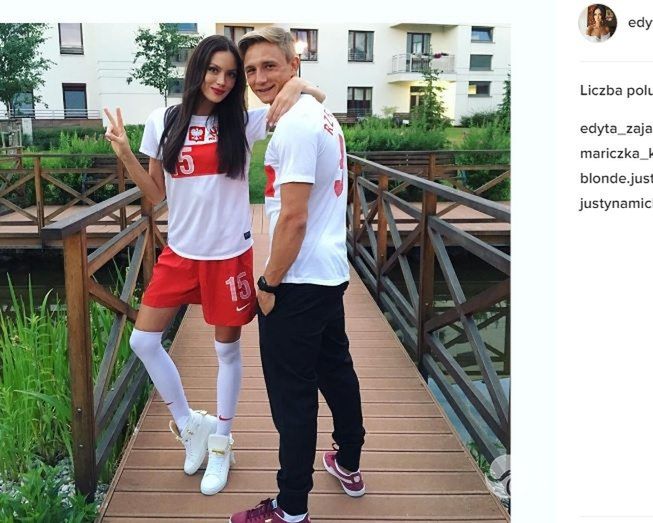 Kuba Rzeźniczak i Edyta Zając kibicują w meczu Polska-Niemcy