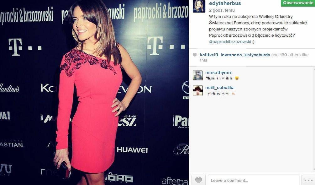 Edyta Herbuś podarowała sukienkę na WOŚP
Fotografia: Instargram. com