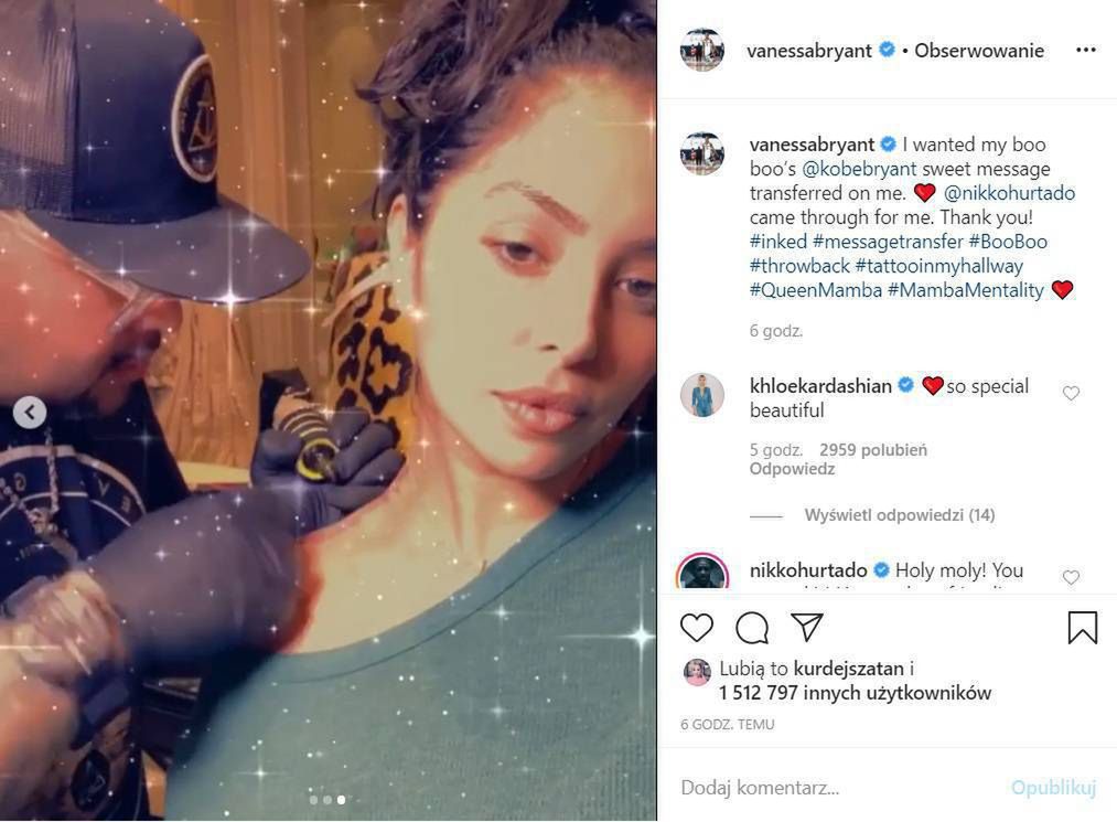 Vanessa Bryant tatuaż